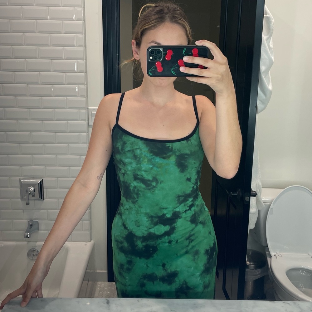Green tie dye maxi dress